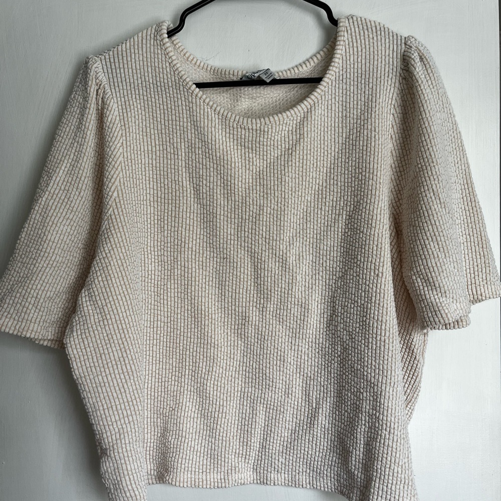 Ophelia & Co. Cream Boxy Ribbed T-Shirt